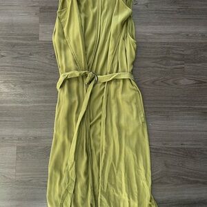Stradivarius Olive Green Midi Dress with Belt